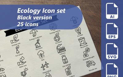 Plantilla de conjunto de iconos de línea de ecología