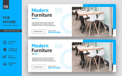 Banner per mobili dal design minimalista blu Facebook Timeline Cover Social Media