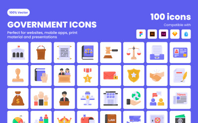 100 Flat Government Iconset -mall