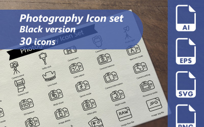 Fotografie Linie Icon Set Vorlage