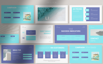 Jelica - Modèle PowerPoint de présentation de campagne d'entreprise moderne aquatique
