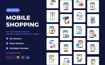 50 Mobile Shopping Vector Iconset -mall