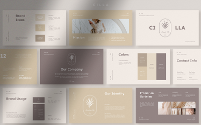 Modelo de PowerPoint de diretrizes de marca minimalistas de Cilla