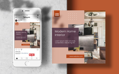 Publicación de Instagram para redes sociales de diseño de interiores de casas