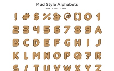 Alphabet de style boue, typographie abc