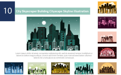 10 City Skyscraper Building Cityscape Skyline Illustration 02
