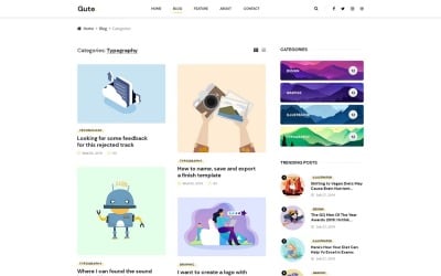 Gute | Minimalista blog PSD sablon