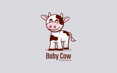 Logotipo simples da mascote do bebê vaca