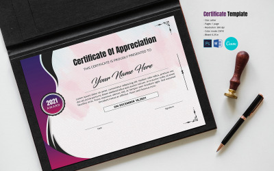 Snygg certifikatmall. Canva , word och Psd