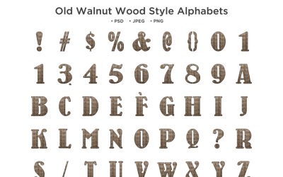 Abeceda ve stylu starého ořechového dřeva, Abc typografie