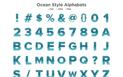 Alfabet in oceaanstijl, ABC-typografie