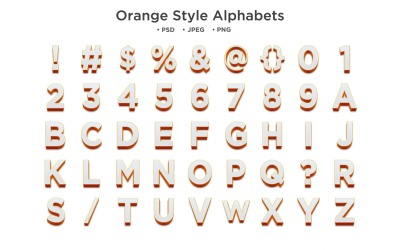Alfabet w stylu pomarańczowym, typografia Abc