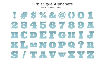 Alfabeto de estilo de órbita, tipografia Abc
