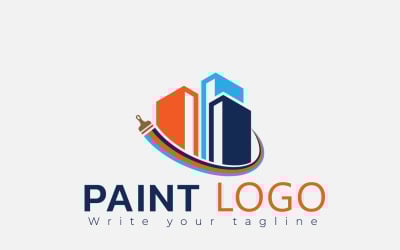 Création de logo de bâtiment de peinture, concept de construction de maison