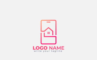 Création de logo immobilier numérique avec concept mobile pour en ligne