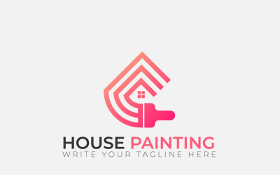Design de logotipo de pintura de casa mínima, conceito para construção de casas