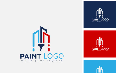Diseño de logotipo de pintura de casa mínima, concepto para la decoración del hogar, servicio de pintura