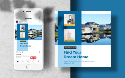 Dom na sprzedaż Szablon banera na Instagrama Media społecznościowe