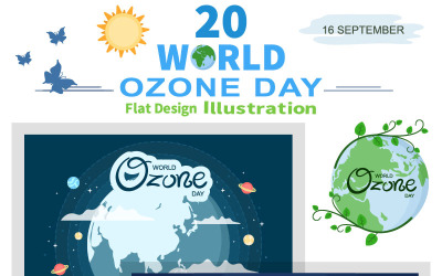 20 Dünya Ozon Günü Arka Plan Vektör Çizim