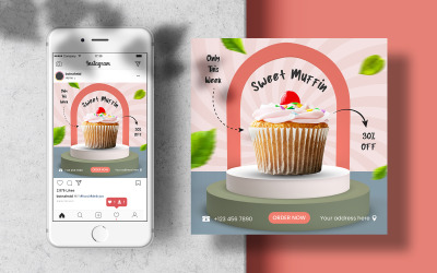 Édes muffin Instagram Post Banner Sablon Social Media