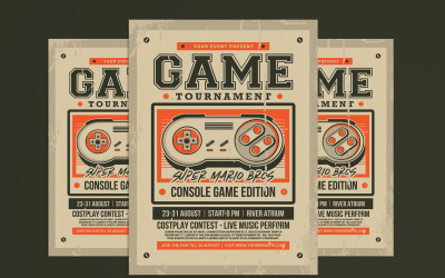 Folheto de torneio de jogo retro