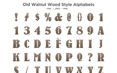 Gamla valnöt trä stil alfabetet, Abc typografi