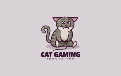 Kočičí herní maskot kreslený Logo