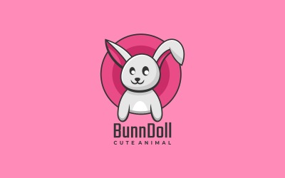 Logotipo simples mascote da boneca de coelho