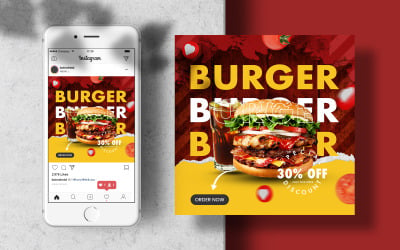 Menu di hamburger Instagram Post Banner Template Social Media