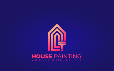 Modern huis schilderij logo concept voor huisdecoratie