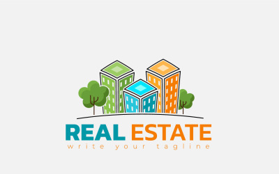 Real Estate Logo Design Template Concept For Landscape City