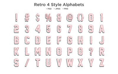 Retro 4-stijl alfabet, Abc typografie