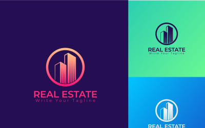 Vector de logotipo de bienes raíces moderno