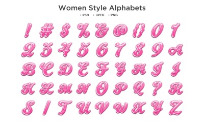 Alfabet w stylu kobiet, typografia Abc
