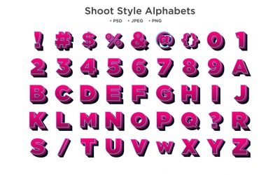 Alfabeto de estilo de disparo, tipografía Abc