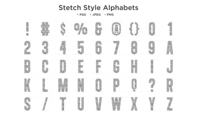 Alfabeto de estilo de esboço, tipografia Abc