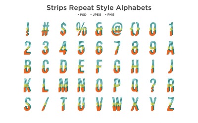 Alfabeto de estilo repetido de tiras, tipografía Abc