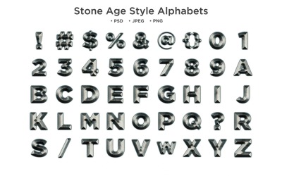 Alfabeto stile età della pietra, tipografia Abc
