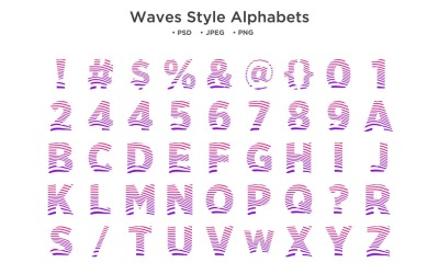 Alfabeto stile onde, tipografia Abc