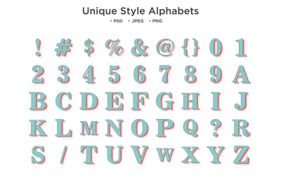 Alfabeto stile unico, tipografia Abc