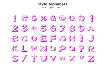 Alphabet de style de texte, typographie abc