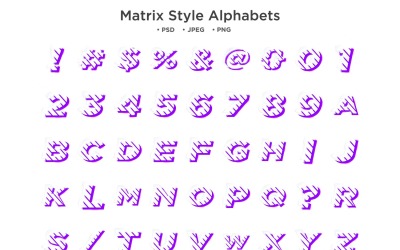 Alphabet de style matriciel, typographie abc