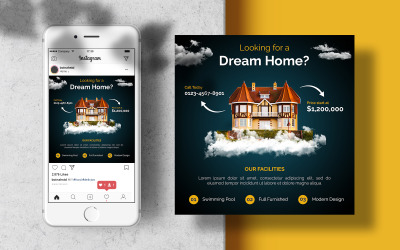 Dream Home Sale Instagram-postbannersjabloon Sociale media