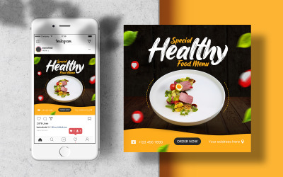 Nabídka zdravého jídla Instagram Post Banner Template Social Media