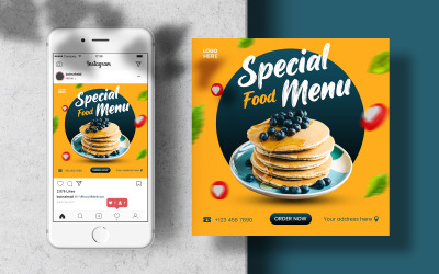 Специальное меню еды в Instagram Шаблон баннера для публикации в социальных сетях