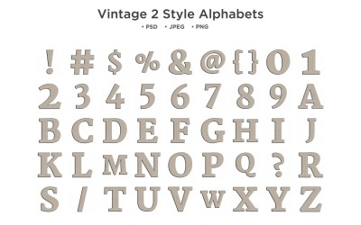 Vintage 2-stijl alfabet, Abc typografie