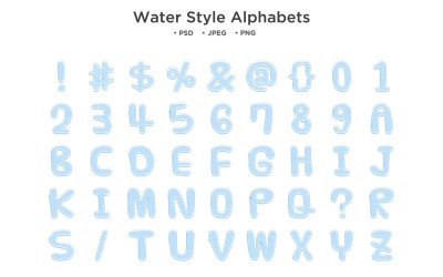 Wasser-Stil-Alphabet, Abc-Typografie