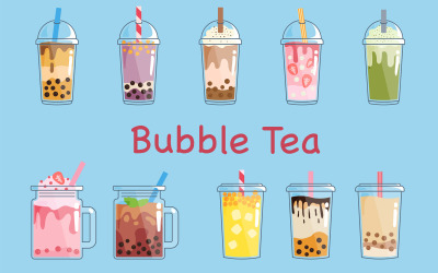 Bubble Pearl Tea ručně kreslenou vektory