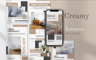 CREAMY - Social Media Post och Instagram Story Mall