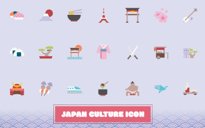 Japán kultúra ikonkészlet sablon
